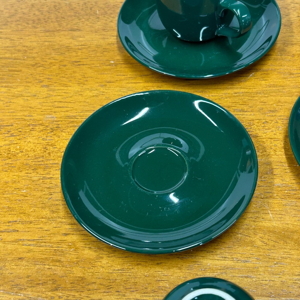 Crown Stoneware Hunter Green Mini Espresso‎ Cup and Saucer Set of 4 Thailand - Picture 8 of 11